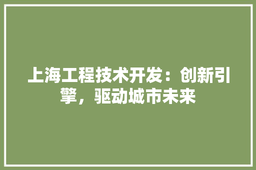 上海工程技术开发：创新引擎，驱动城市未来 软装设计
