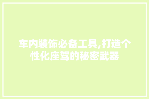 车内装饰必备工具,打造个性化座驾的秘密武器 室内设计