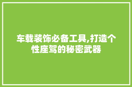 车载装饰必备工具,打造个性座驾的秘密武器 家居装修