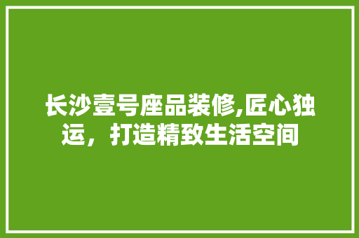 长沙壹号座品装修,匠心独运,打造精致生活空间