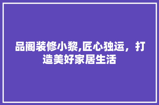 品阁装修小黎,匠心独运,打造美好家居生活