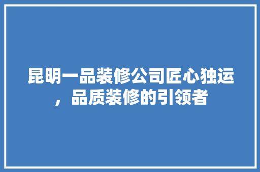 昆明一品装修公司匠心独运,品质装修的引领者