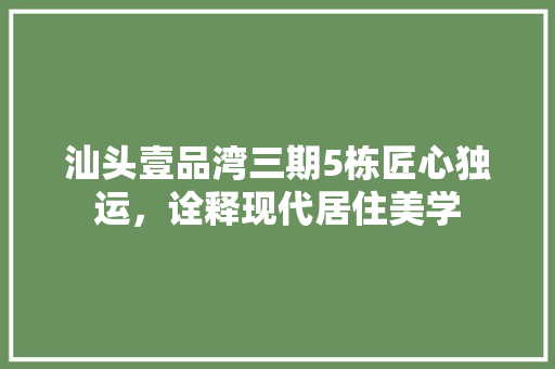 汕头壹品湾三期5栋匠心独运,诠释现代居住美学