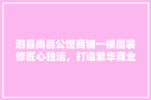 泗县尚品公馆商铺一楼层装修匠心独运,打造繁华商业新地标