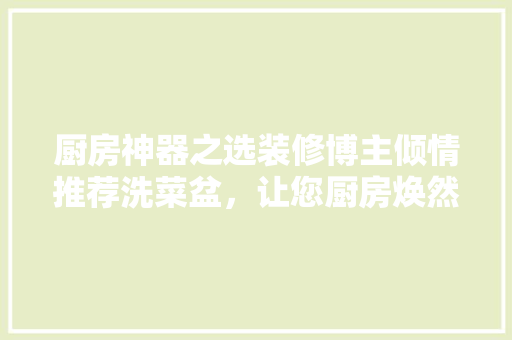 厨房神器之选装修博主倾情推荐洗菜盆,让您厨房焕然一新!