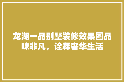 龙湖一品别墅装修效果图品味非凡,诠释奢华生活