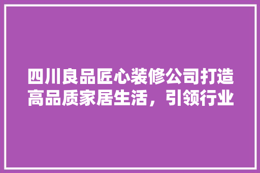 四川良品匠心装修公司打造高品质家居生活,引领行业新风尚