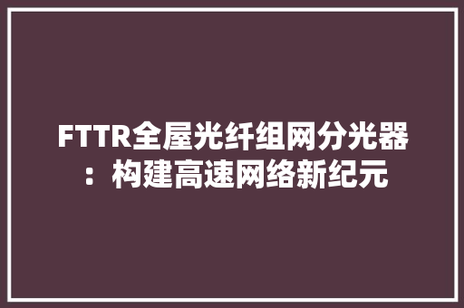 FTTR全屋光纤组网分光器:构建高速网络新纪元 中式风格装饰 FTTR全屋光纤组网分光器:构建高速网络新纪元 中式风格装饰