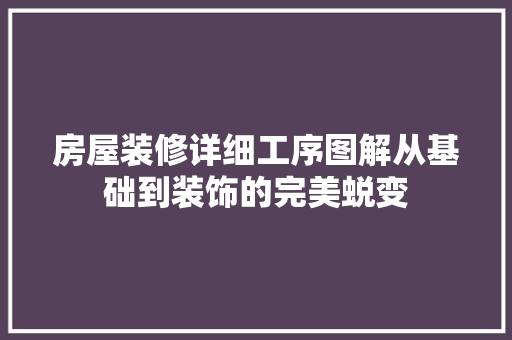 房屋装修详细工序图解从基础到装饰的完美蜕变