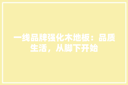一线品牌强化木地板:品质生活,从脚下开始