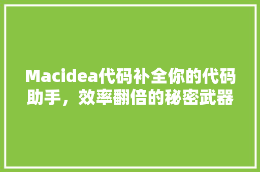 Macidea代码补全你的代码助手,效率翻倍的秘密武器