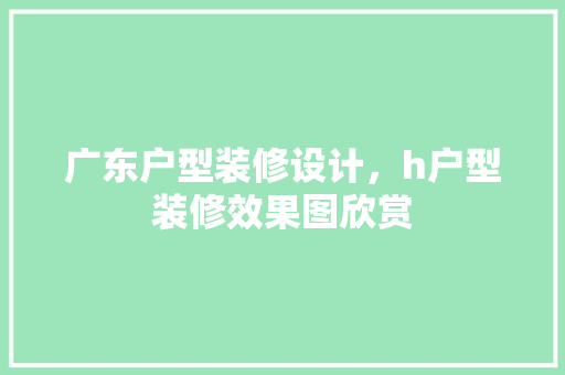 广东户型装修设计,h户型装修效果图欣赏