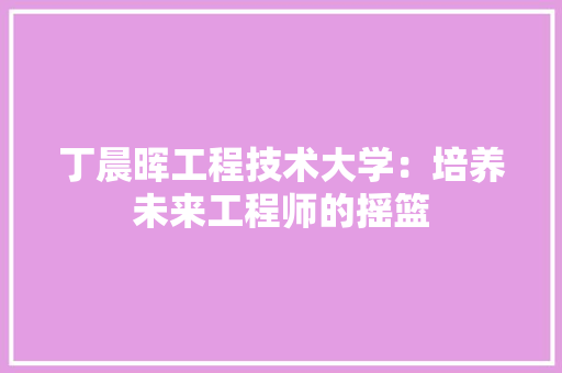 丁晨晖工程技术大学:培养未来工程师的摇篮