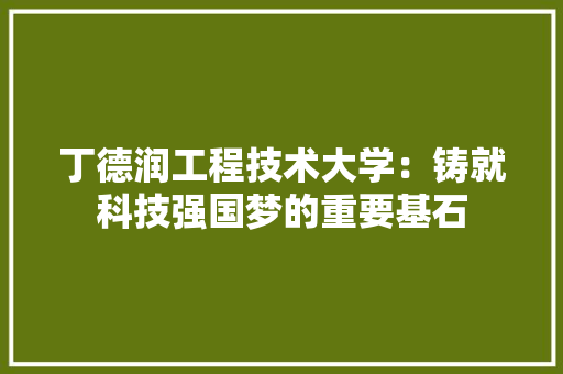 丁德润工程技术大学:铸就科技强国梦的重要基石