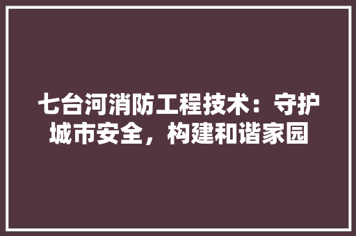 七台河消防工程技术:守护城市安全,构建和谐家园