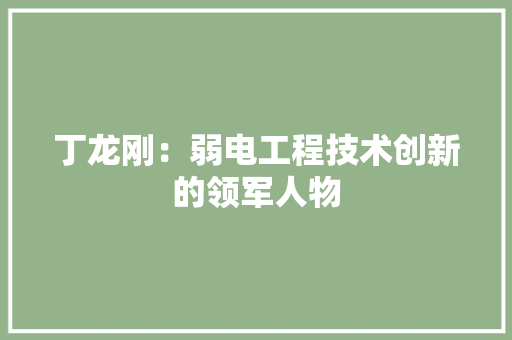 丁龙刚:弱电工程技术创新的领军人物