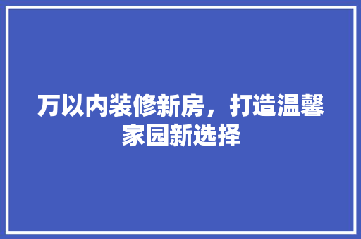 万以内装修新房,打造温馨家园新选择
