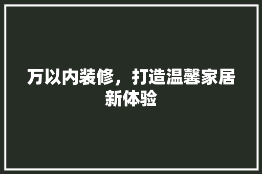 万以内装修,打造温馨家居新体验