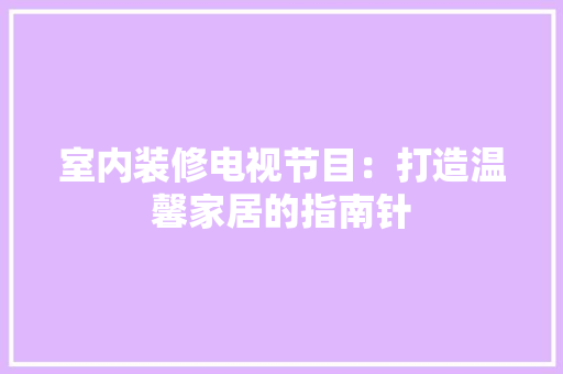 室内装修电视节目:打造温馨家居的指南针