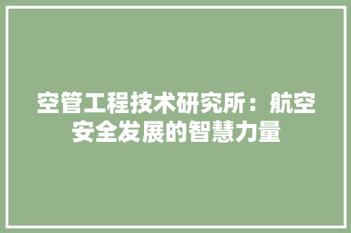 空管工程技术研究所:航空安全发展的智慧力量