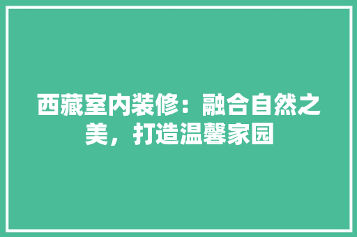 西藏室内装修:融合自然之美,打造温馨家园