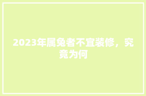 2023年属兔者不宜装修,究竟为何